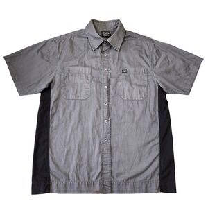 Y2k FMF International Shirt Mens L Gray Short Sleeve‎ Button Up Racing Dirt Bike